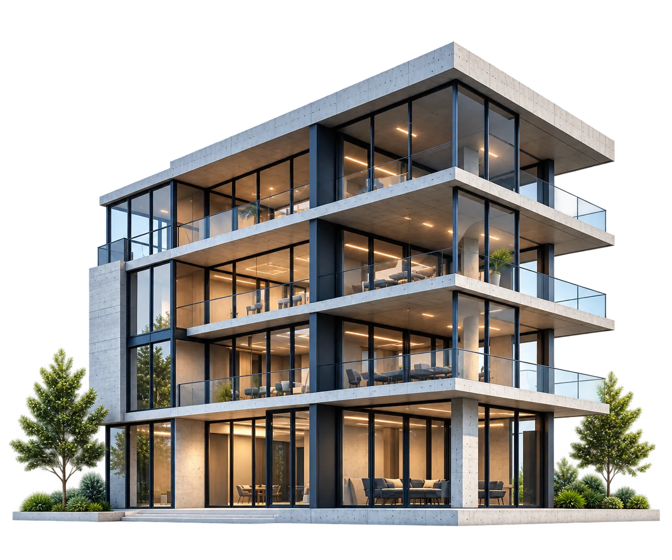 Modern building shown as a complete structure